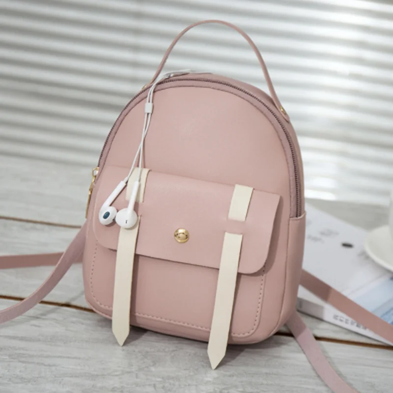 

Mini Backpack Women PU Leather Shoulder Bag рюкзак женский кожаный Kids Multi-Function Small Bagpack Ladies School Backpack