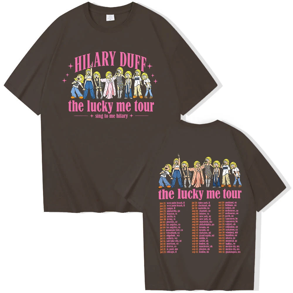Фото Футболка The Lucky Me Tour 2026 для мужчин и женщин, концерт Хилари Дафф, уличная одежда в стиле Харадзюку, короткий рукав, футболка Y2k №3