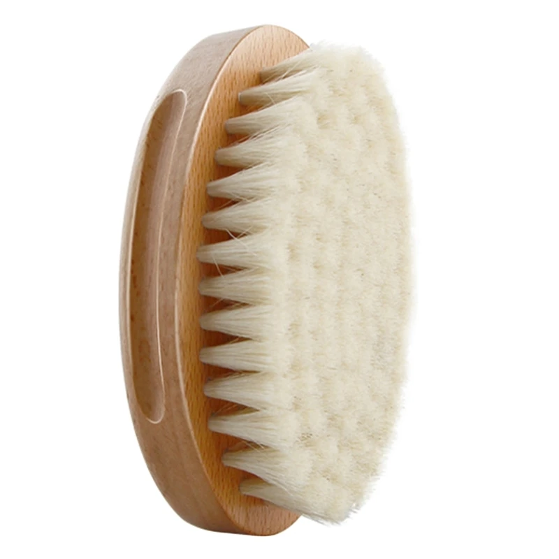 

Newborn Cradle Caps Brush Hair Brush Wooden Handle Soft Skin Bath Soothing Brush