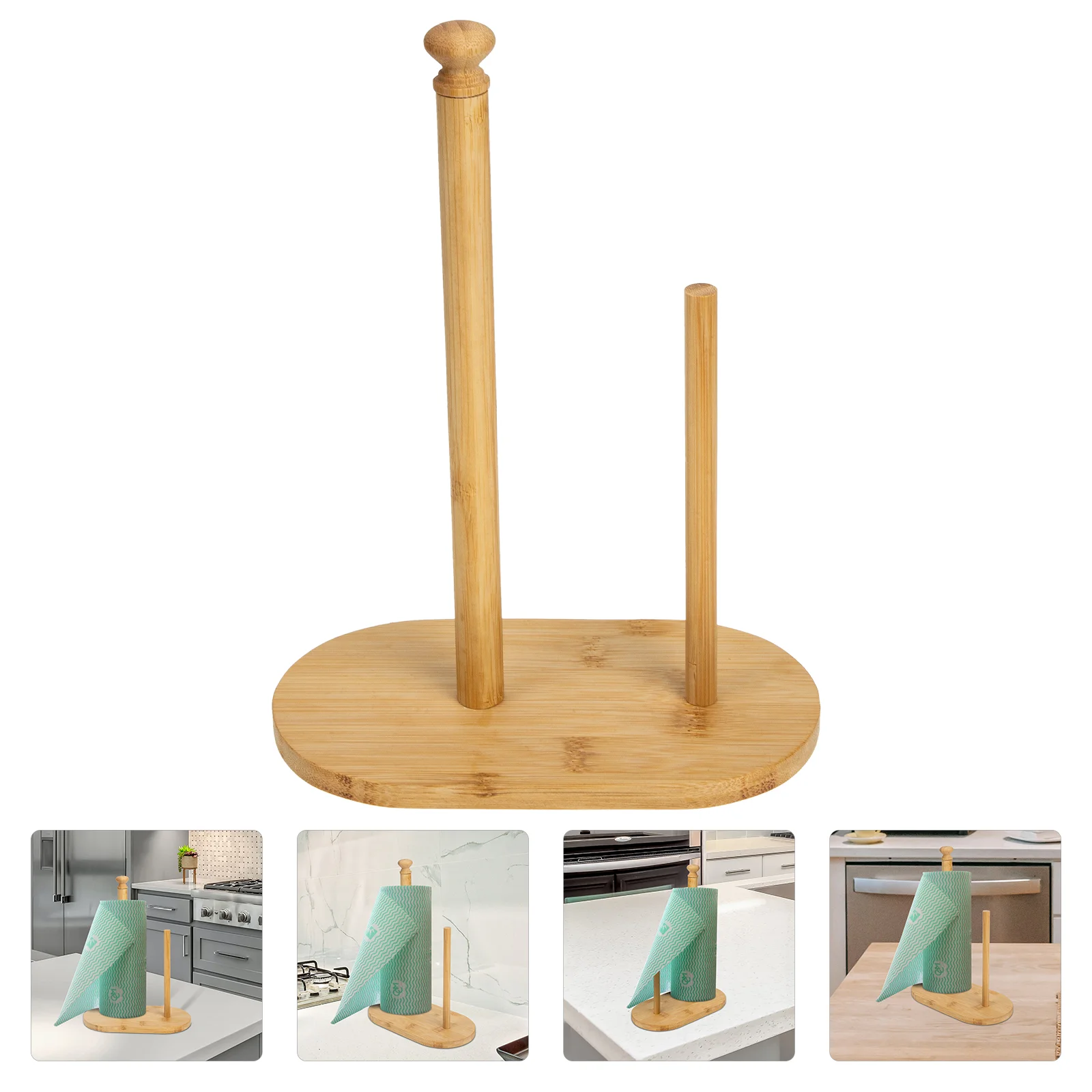 

Paper Holder Towel Roll Toilet Stand Kitchen Tissue Standing Bathroom Dispenser Wooden Freestanding Countertop Rack Napkin Wood