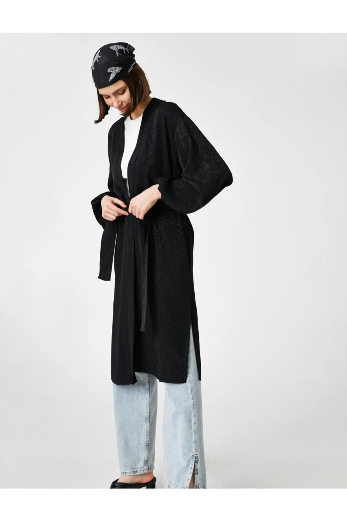 

Женское кимоно с длинным рукавом, приталенное кимоно, модный халат для женщин