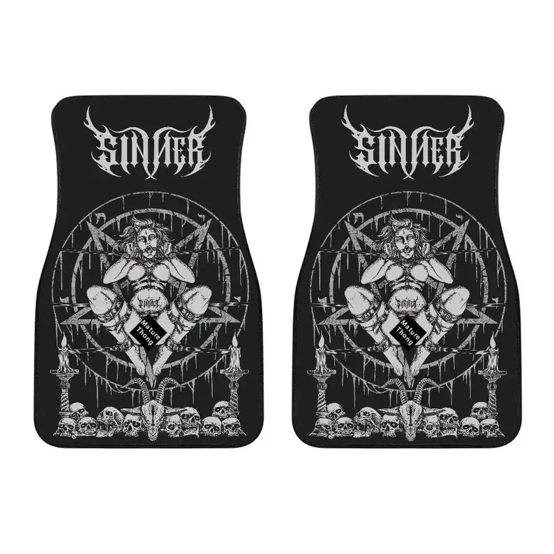 

Satanic Pentagram Demon Chained To Sin And Lovin It Car Floor Mats Set Of 2-Satanic Car Floor Mats-Satanic-