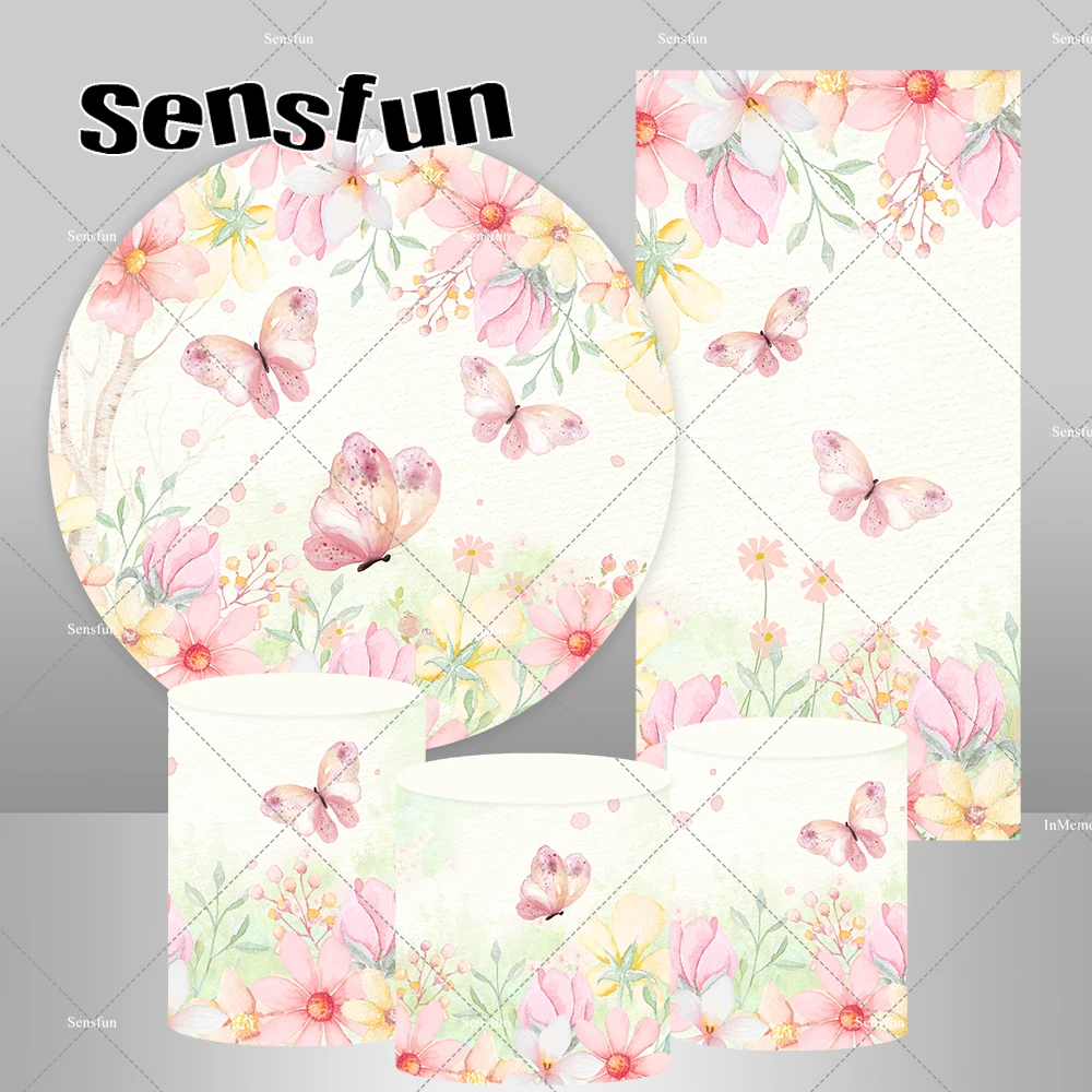 Фон для фотосъемки с бабочками и цветочным рисунком