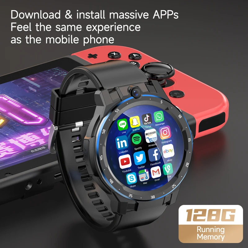 

Ajeger New 4G LTE MTK6762 8-Core CPU Smart Watch Men 6GB 128GB Android 10 GPS WiFi 860mAh SIM Call Smartwatch Adult APP Download