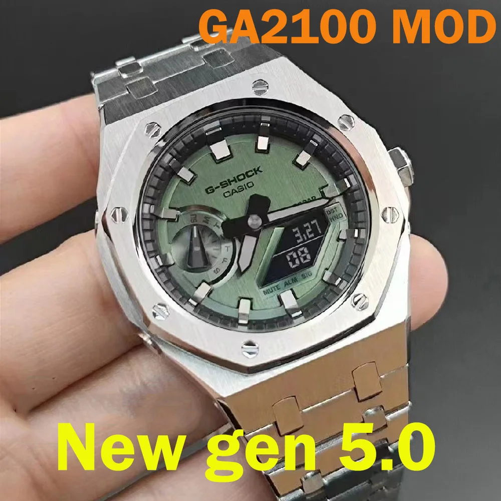 

GA2100 gen5 Casioak Mod Metal Bezel Modification kit Watch Case Stainless Steel for GA-2100/2110 5rd Strap Rubber Watch Band