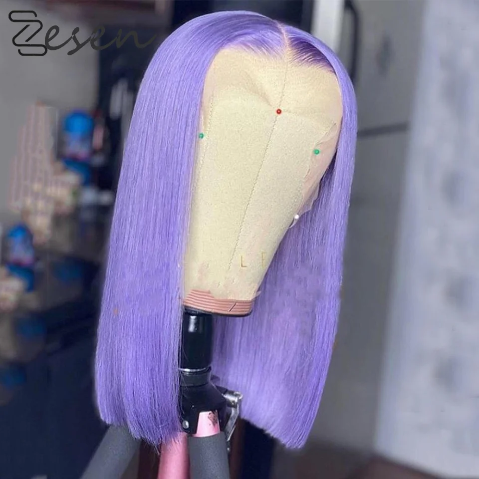 

Synthetic Lace Wigs Purple Short Bob Straight Lace Front Bob Wigs Middle Part for Women Natural Hairline Wigs