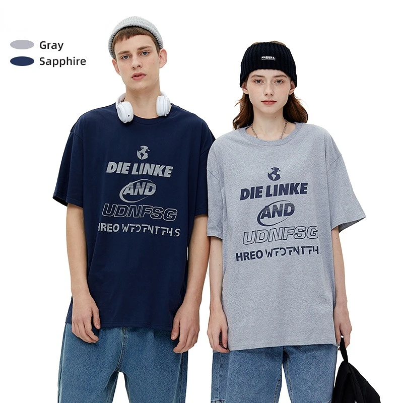 

Футболка Мужская/женская с надписью, Повседневная модная уличная одежда большого размера в стиле Харадзюку с коротким рукавом и круглым вы...