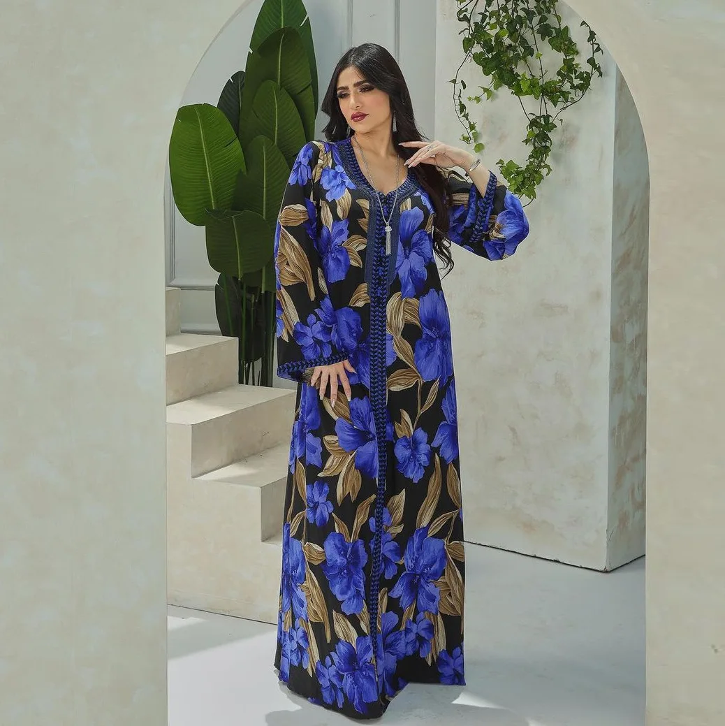Muslim Long Arabic Dress Kaftan Robe Jalabiya Turkey Abayas for Women Dubai Caftan Marocain Islam Clothing Abaya Femme Musulman