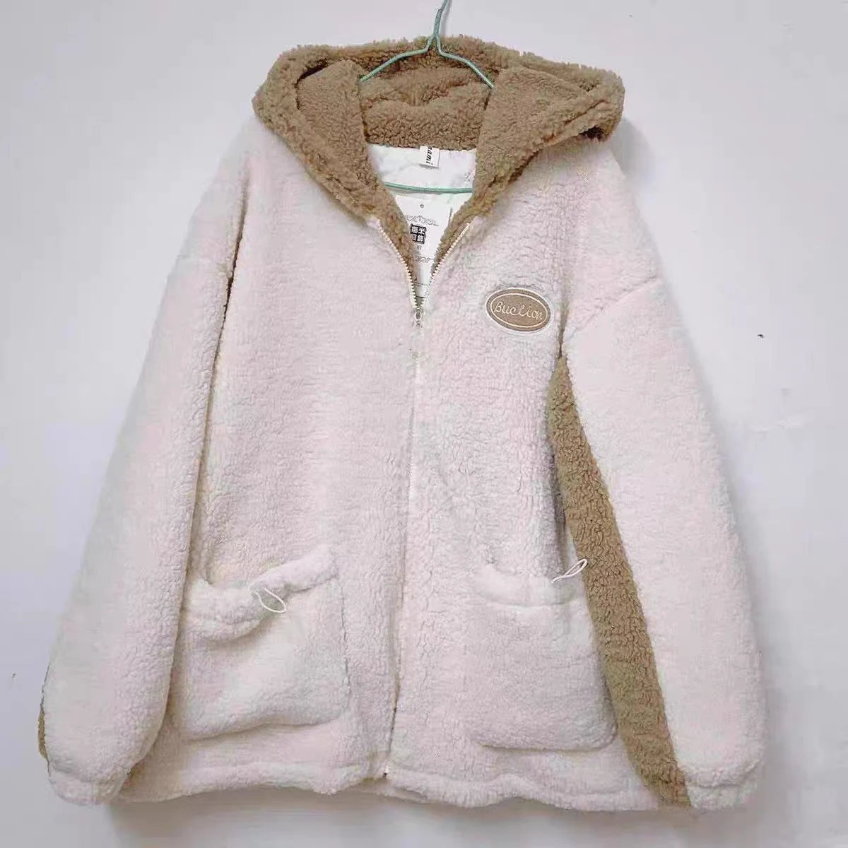 

Warm Fleece Women Jacket Patchwork Thicken Hooded Winter Overcoat Loose Long Sleeve Padded Coats 2022 New