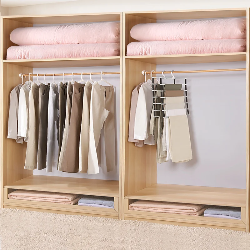 

6/8 Layers Pants Hangers Holders Trousers Wardrobe Hanger Space Storage for Save Hanger Bedroom Closet Organizer Rack Clothes