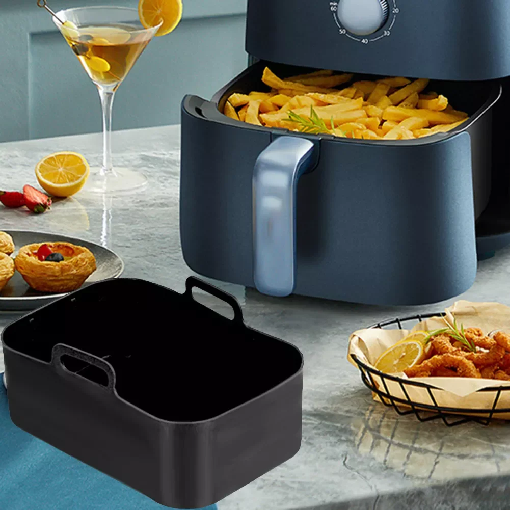 

2pcs Air Fryer Basket Heat-resistance Air Fryer Cushion Baking Accessories Non-stick Cookware for Ninja Dz201 Foodi 8qt