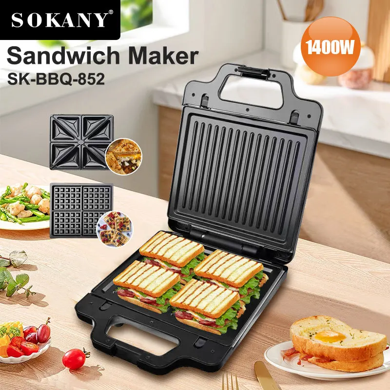 

Sandwich Maker 3 in 1, Waffle Maker with Removable Plates, Electric Panini Press Sandwich Maker, Sandwich Toaster for Breakfast