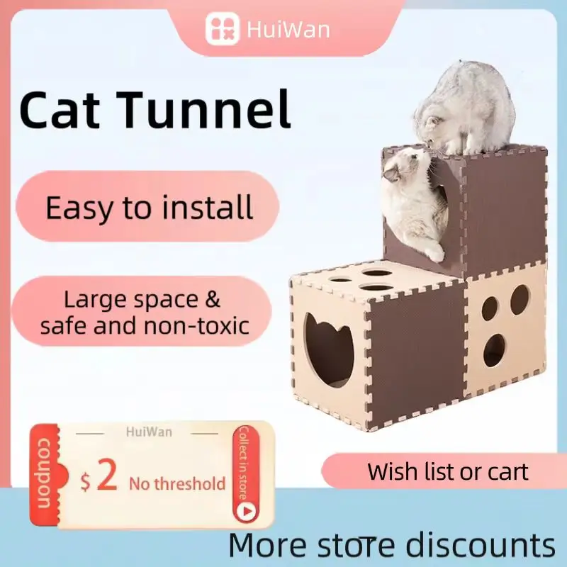 

Double Layer Cat Tunnel Foldable Felt Cat Scratcher Board Casual Comfort Pet Litter Duplex House for Interactive Cat
