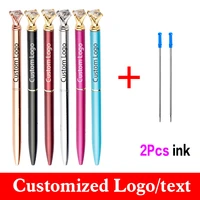 new small diamond pen 12pcsset metal signature pen get 2 ink custom logo advertising gift pen stationery wholesale engraving