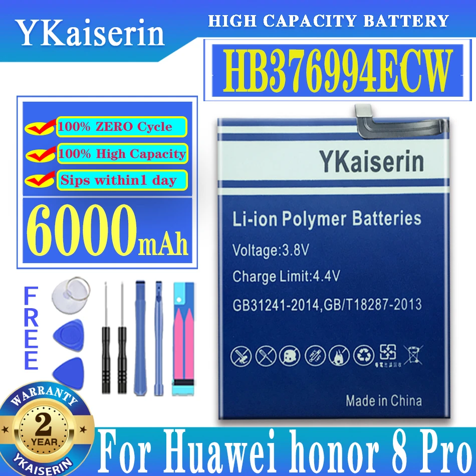 

6000mAh Battery HB376994ECW For Huawei Honor 8 Pro Honor8 Pro DUK-AL20 DUK-TL30 Full Capacity For Huawei V9 Bateria Batteria