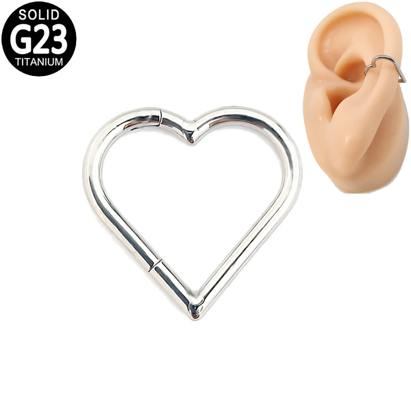 

G23 Titanium Nose Rings Nostril Piercings Heart Septum Clicker Hoop Ear Cartilage Tragus Daith Earring Helix Nose Studs Jewelry