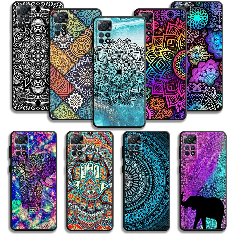 Чехол Мандала чакра Йога слон для Xiaomi Redmi Note 11T 11S 11 10 8 Pro 9 9S 9T 8T для Mi 10 8 9A 9C 10C 12C K40 K60