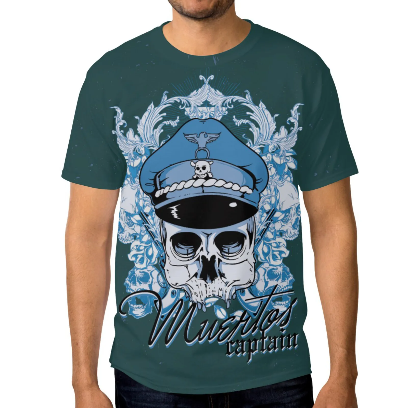 

Summer Skull 3D Printing Men's T-Shirt Polyester Short Sleeve Oneck Tshirt Fashion Casual High Street Hip Hop Tops Man's Clothes