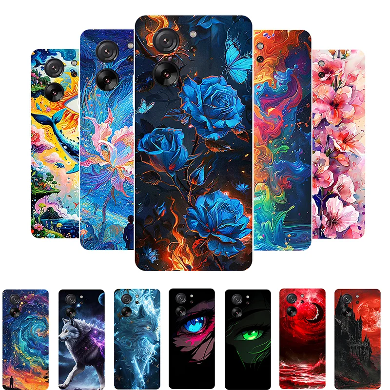 Чехол для Xiaomi 13T Цветок Красная луна Силикон Мягкая задняя крышка из TPU Pro 13TPro Mi