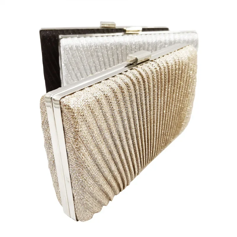 2025 модный плиссированный блестящий маленький квадратный клатч для ужина женская
