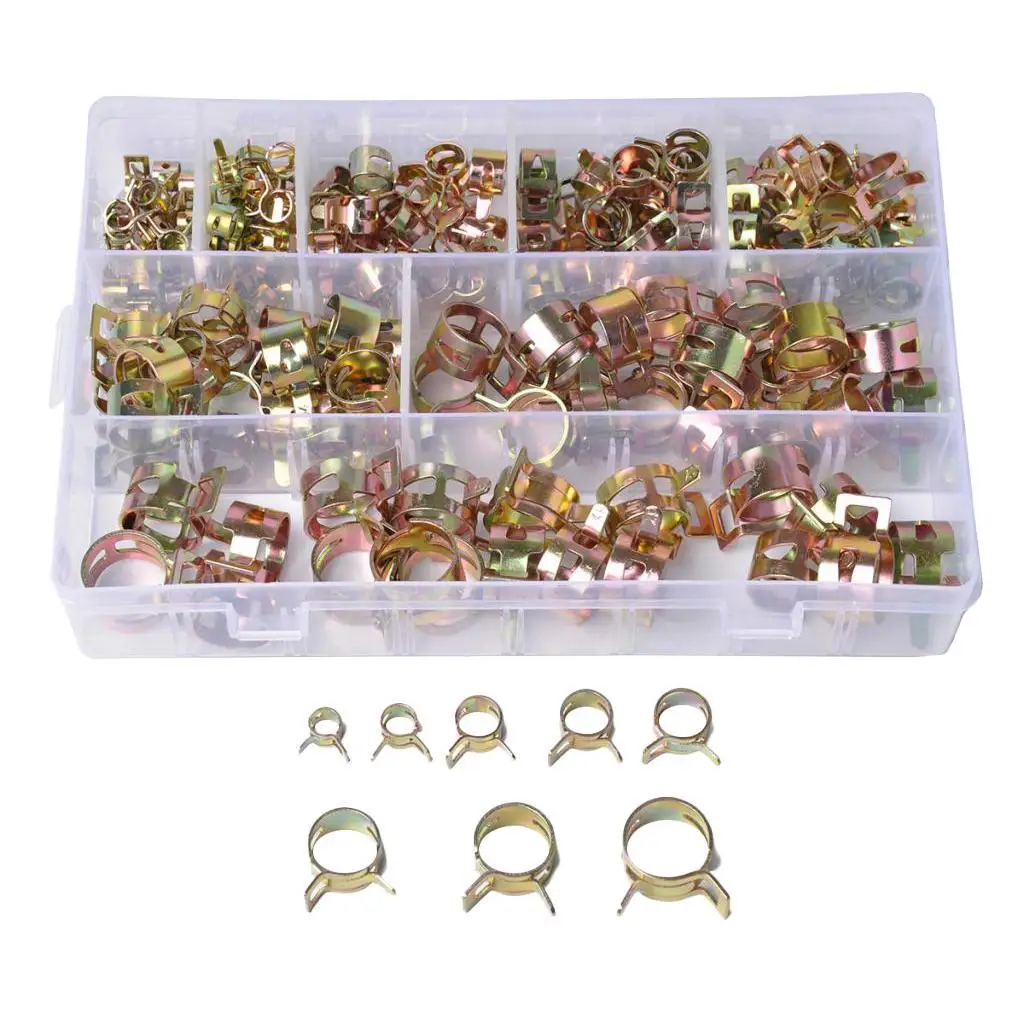 

180Pcs Hose Clamp Spring Clips Assortment Kit - Including 8 Sizes Adjustable