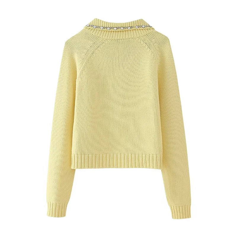 Женский однобортный вязаный кардиган SIYANG эластичный короткий свитер желтого