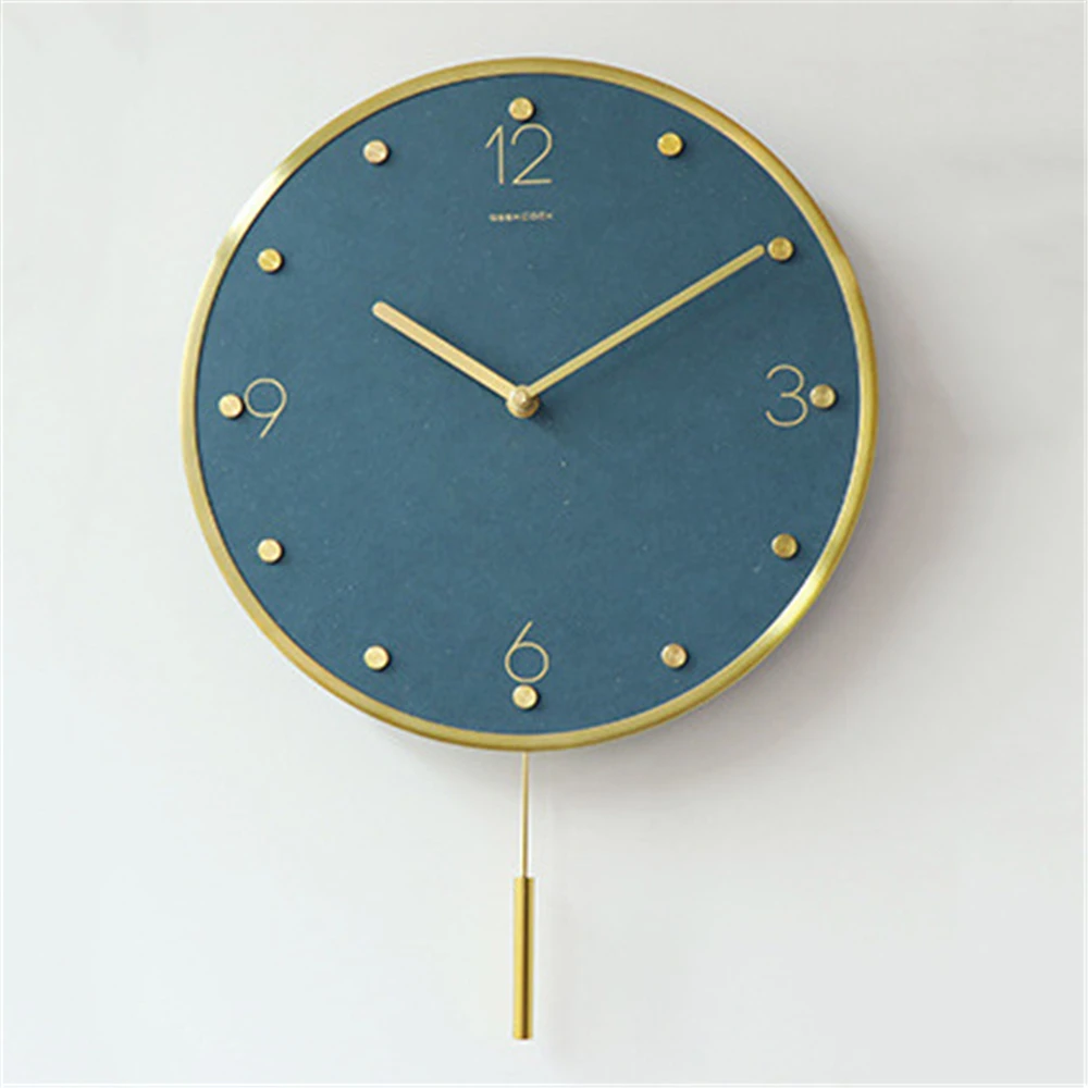 

Настенные часы, светильник, роскошные металлические качели, часы для гостиной, простые круглые кварцевые Висячие часы, Тихий современный ди...