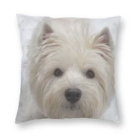 westie square dog cushion cover cute decorative sofa cushion cover for home western meadow white puppy terrier 45x45cm
