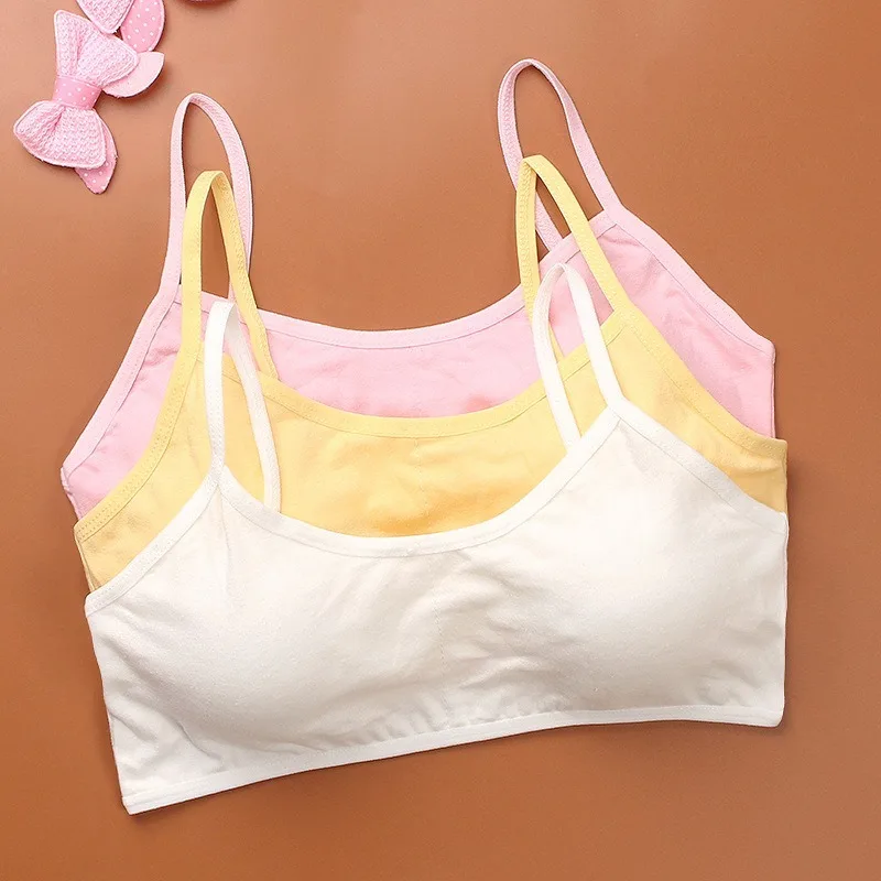 

1pc Child Cotton Bra For Young Girls Kids Teenage Underwear Wireless Small Training Puberty Bras Undergarment Clothes 8-18Y