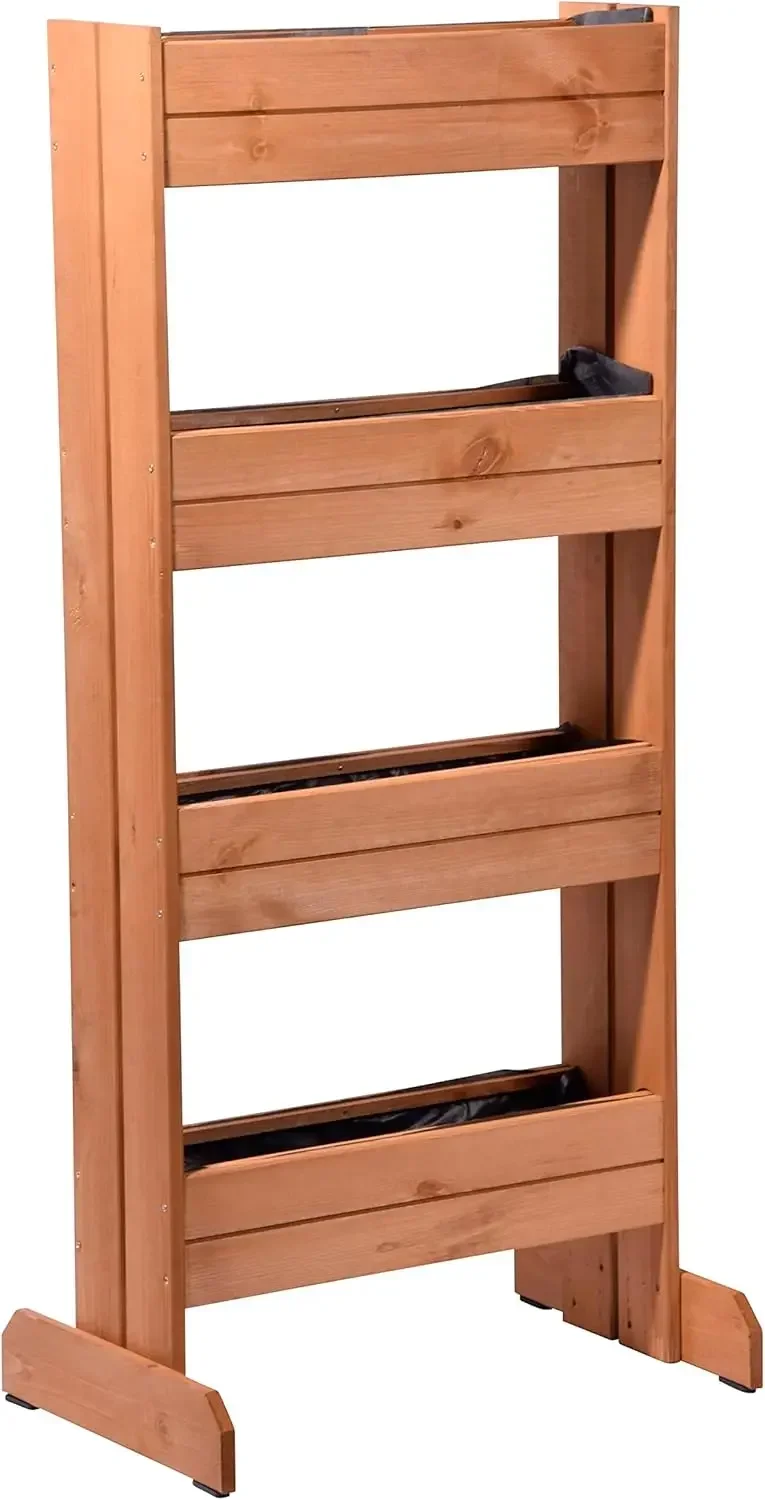 Вертикальная цветочная кровать с 4 деревянными горшками для сада патио балкона