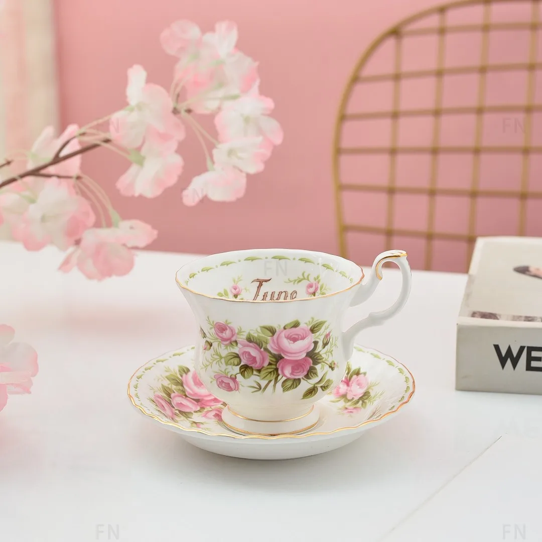 Фото Набор чашек Royal Bone China с цветочным принтом, цветочный сервиз, кофейная чашка, блюдце, подарочная коробка для дома, роскошь №5