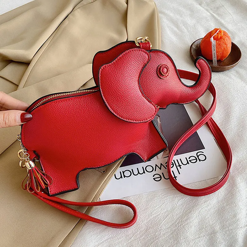 

YoReAi Women Shoulder Cross-body Bags Leather Fashion Creativity Elephant Handbags for Girls Mini Cartoon Phone&Purses Funny Bag
