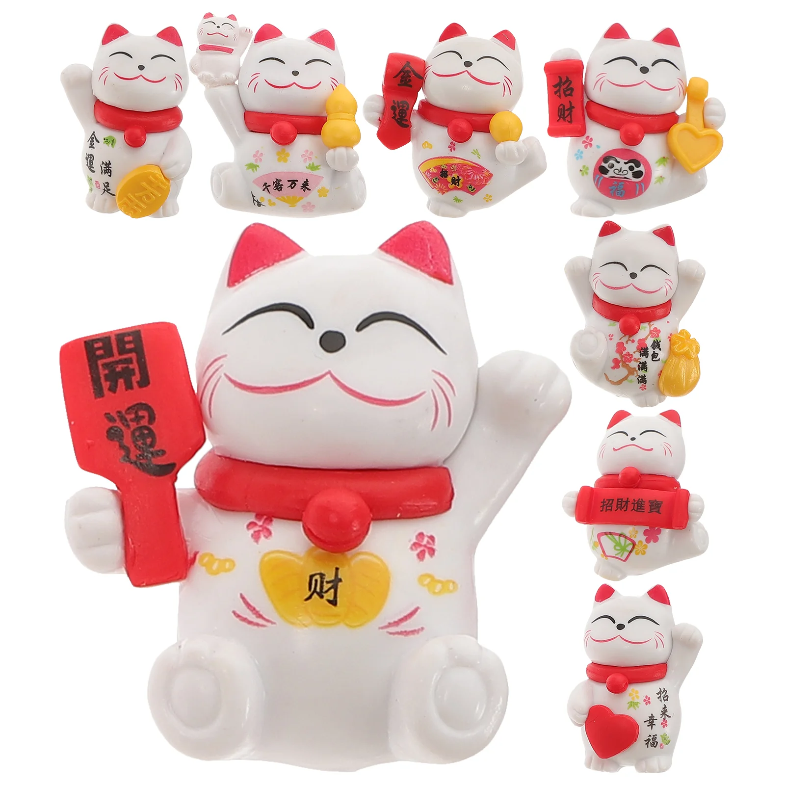 

8 Pcs Lucky Cat Fridge Magnet Baby Decor Magnets Fridge Decorative Gifts Household 3d Stickers Resin Home Decors Toddler