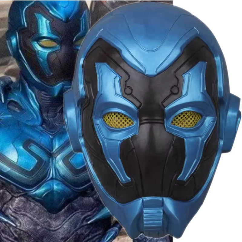 

Superhero Mask Blue Beetle Jaime Reyes Cosplay Costume Latex Helmet Fancy Adult Halloween Prop