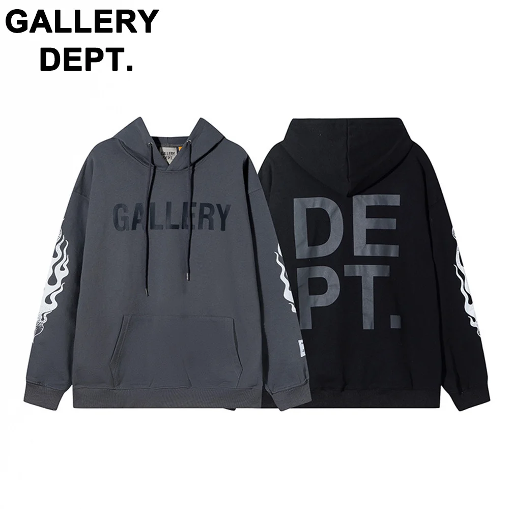 

GALLERY DEPT 2023 arm flame letter print classic models hooded sweatshirt men's large size hoodie