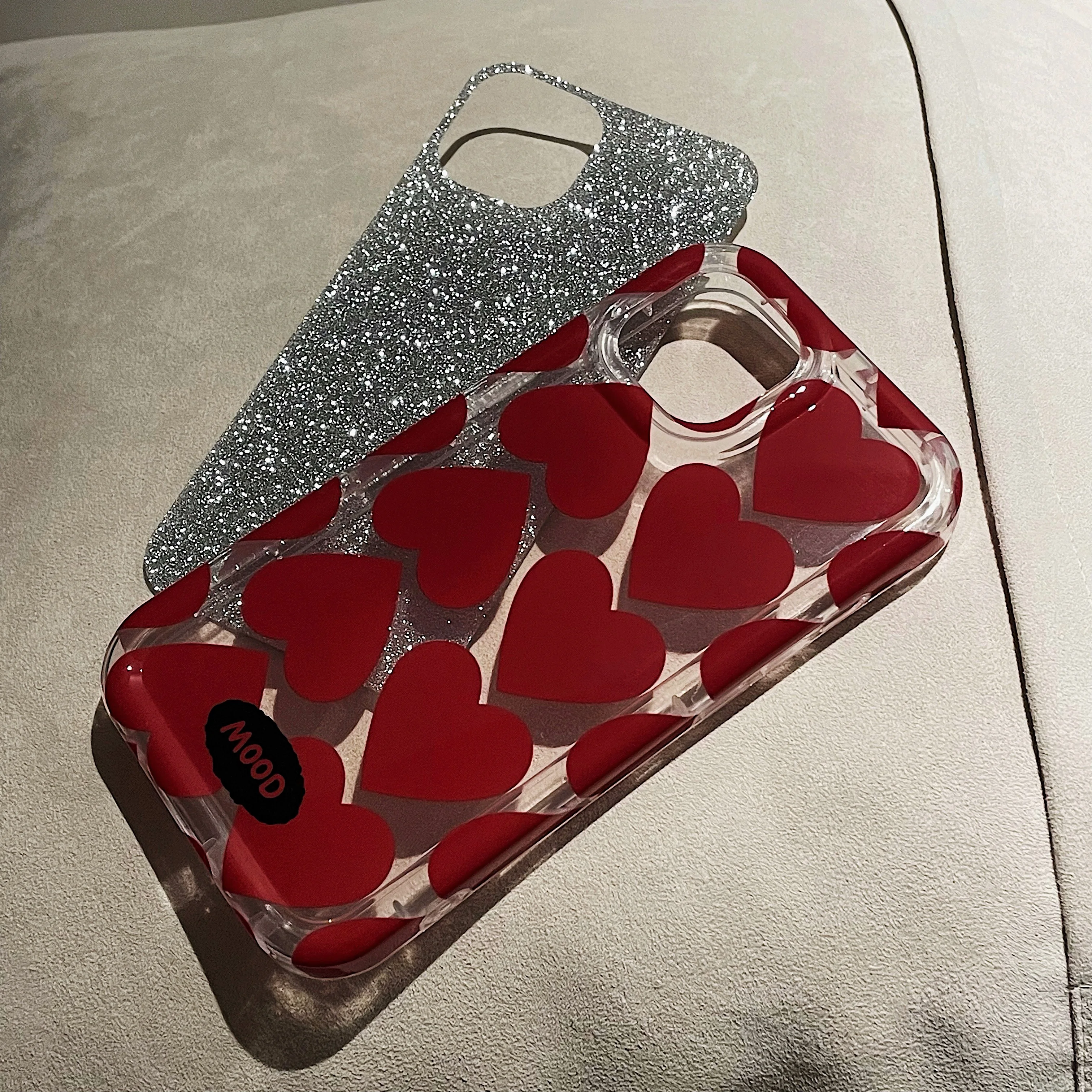 Korean Ins Red Hearts Glittering IMD Case for iPhone 14 13 Pro Max Plus Back Phone Cover for 12 11 Pro Max X XS Max Capa