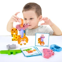 wooden animal building blocks puzzle bag educational balancing activities toy gift for kids suitable for age 18 months old