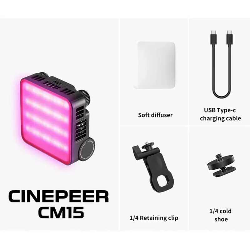 ZHIYUN CINEPEER CM15 15 Вт RGB светодиодный светильник для видеосъемки 2500K-10000K ручной