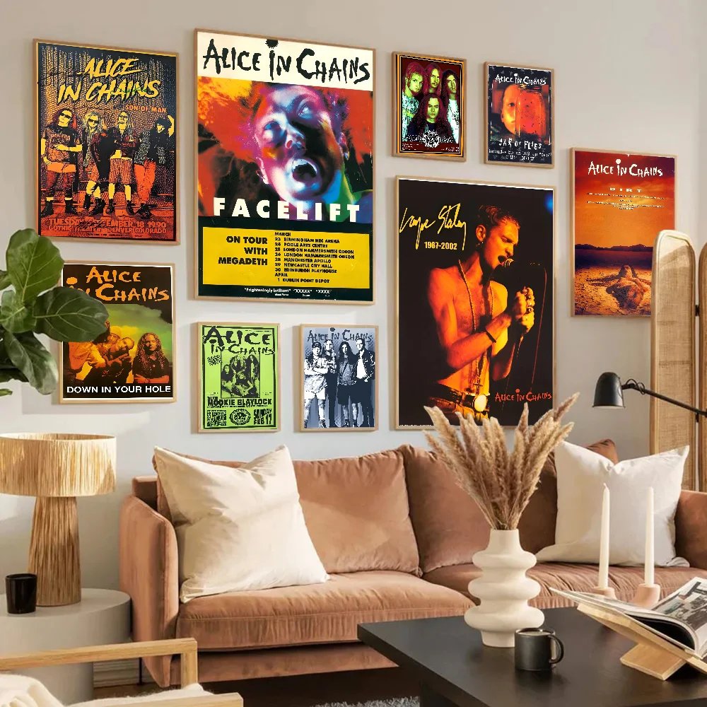 A-alice I-in C-chains Ретро Стиль Плакат Наклейки Hd Качество Клей Настенное Искусство Для