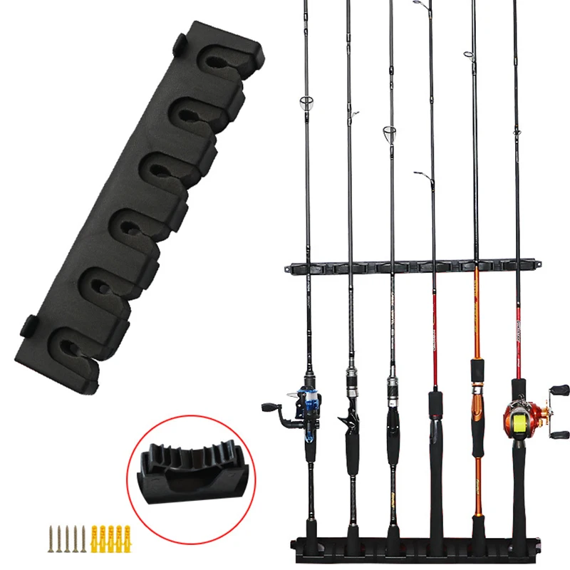 

Fishing Rod Holders 6-Rod Rack Vertical Pole Holder Wall Mount Modular For Garage