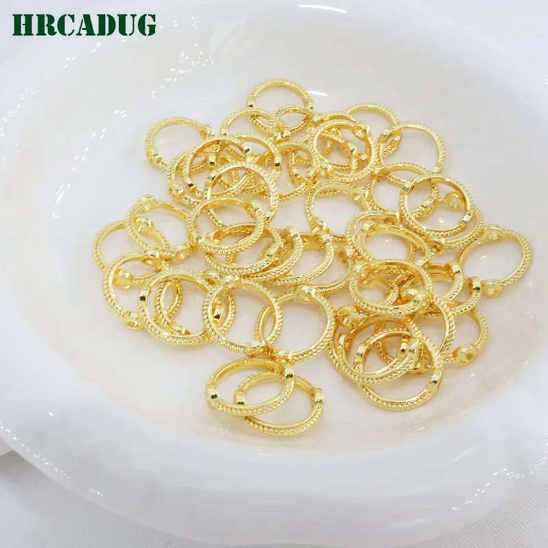 DIY Accessories 18K Gold Plated Bead Sleeve Set Through Hole Bead Circle For Jewelry Making Supplies Connect Beads Frame Ring