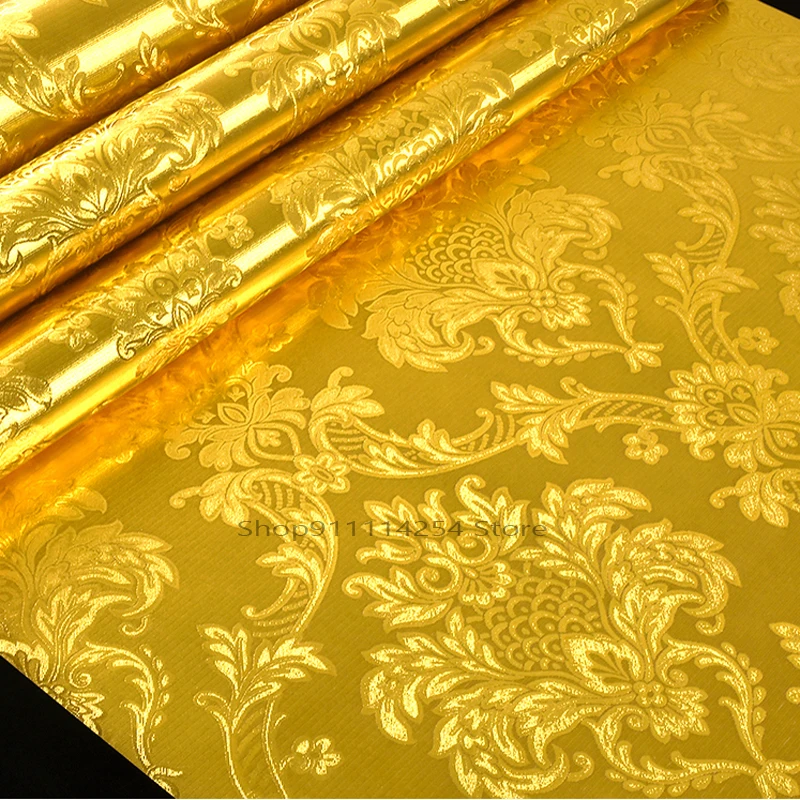 

Luxury Metallic Gold Foil Damask Wallpapers Golden Leaf Flower Living Room Decoration Wall Paper 3d Club ktv Wallpapers P162