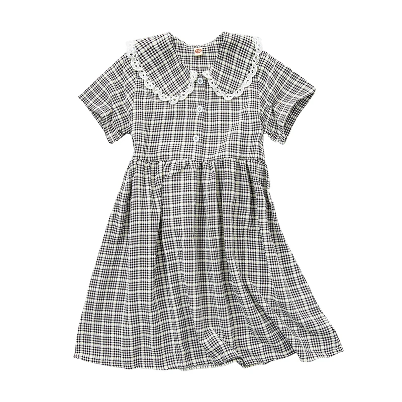 

New 2022 Summer Kids Casual clothes Girls Plaid Dress Children Brief Cotton Dresses Girls Summer Clothes, #6907