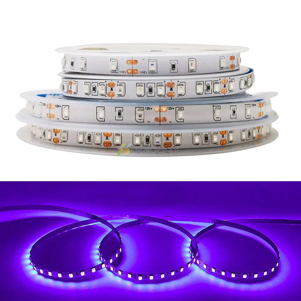 Фото DC12V 5 м/лот 3528 SMD 600 Led s ультрафиолетовая Светодиодная лента 39-нм №1