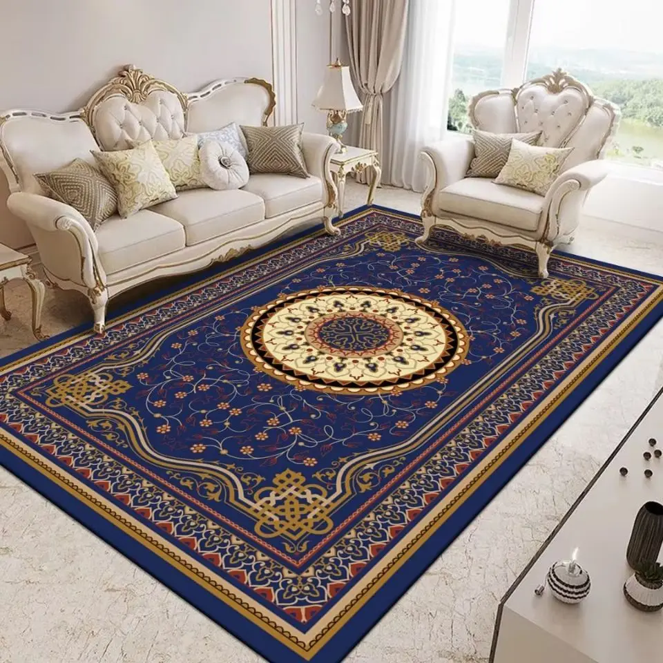 

Retro Ethnic Style Carpets for Living Room Persia Bedroom Decor Rug Non-slip Washable Porch Floor Mat Dining Room Lounge Carpet