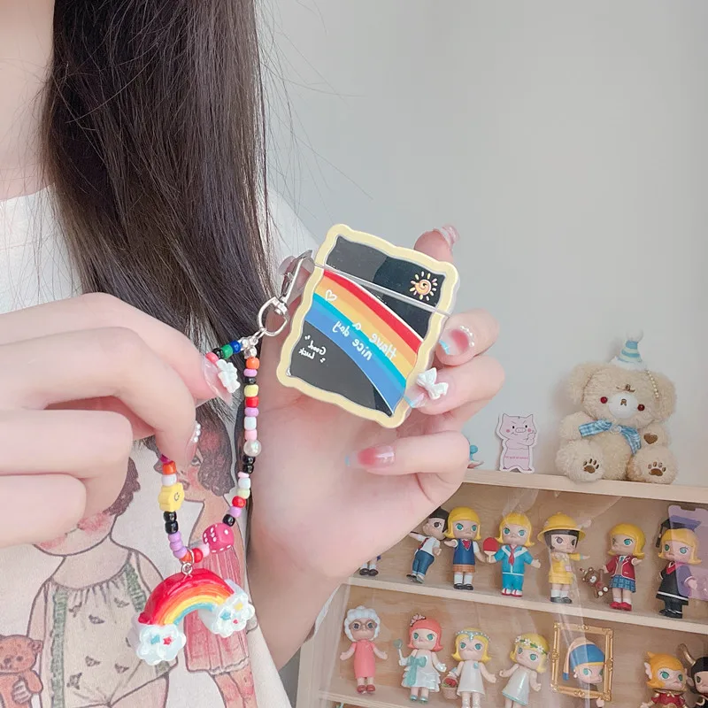 

Чехол для наушников 2021 Airpods 3, защитный чехол для наушников rainbow Mirror Bluetooth с радужным браслетом Для Airpods 1, 2 pro