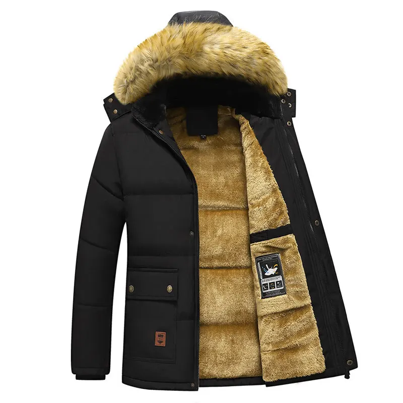 

2021New Thick Warm Winter Parka Men Fleece Hooded Men Winter Jacket Coat Military Cargo Jackets Mens Windproof Down Parka