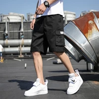 2022 summer casual shorts solid color letters multi pocket fashion men work shorts plus size beach cargo shorts m 7xl