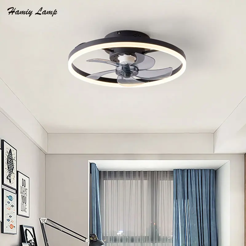 

2023 LED Ceiling Fan Lamps Switch Home Light Black White Retro Fan Remote Control Lighting Bedroom Living Room Restaurant