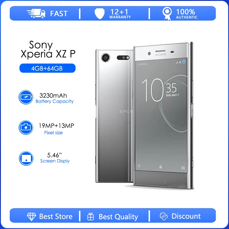 Фото Восстановленный смартфон Sony Xperia XZ Premium G8141 G8142, оригинальный, разблокированный, 3230 мАч, 5.46 дюйма, Wi-Fi, Android №1